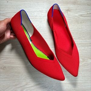 Rothy’s The Point Bright Red Slip On Flats Size 10.5